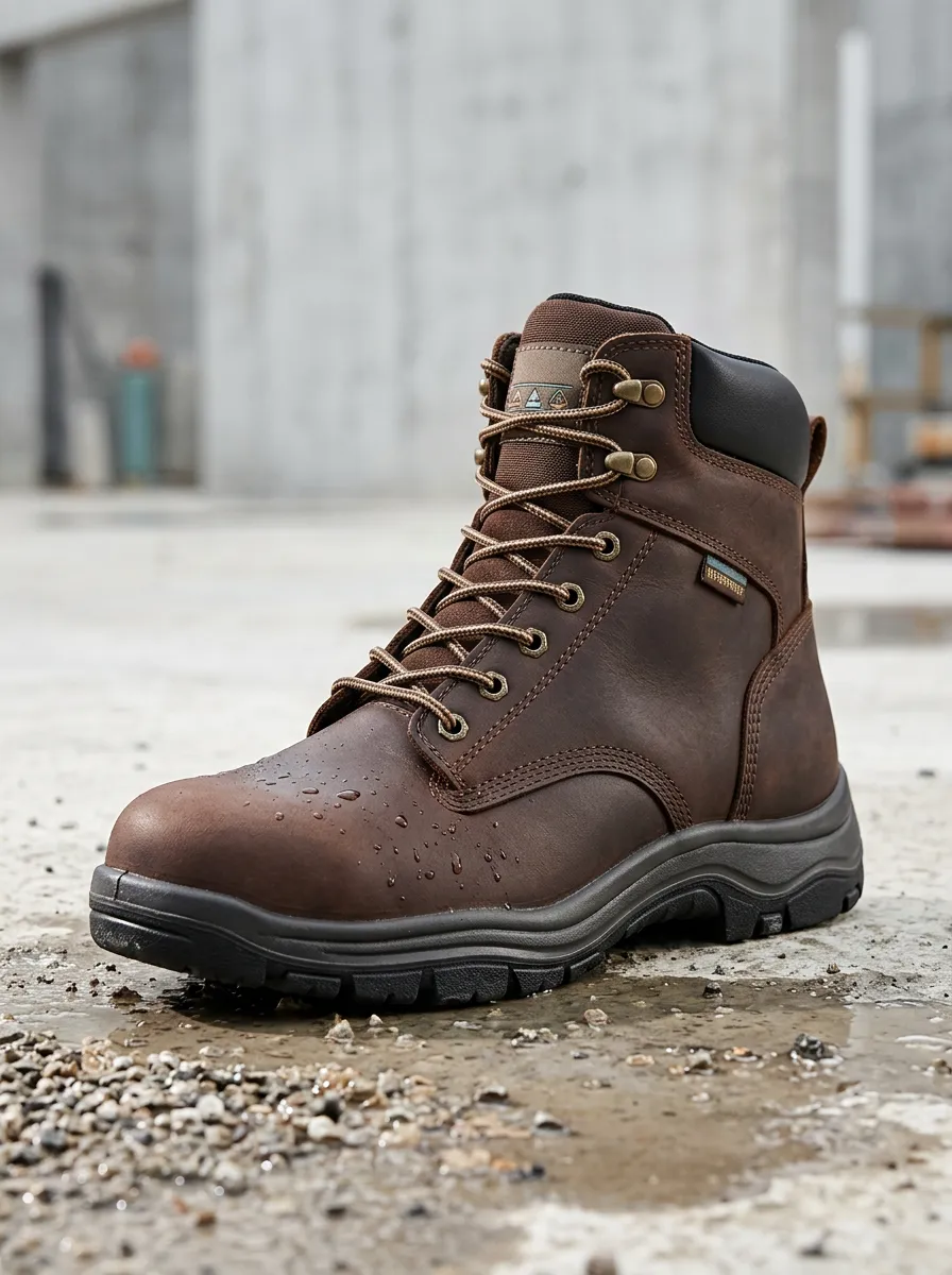 Unisex Waterproof Brown Leather Outdoor Printed Work Boots