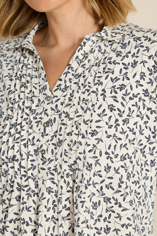 Cream Print Cotton Henley Top detail 2