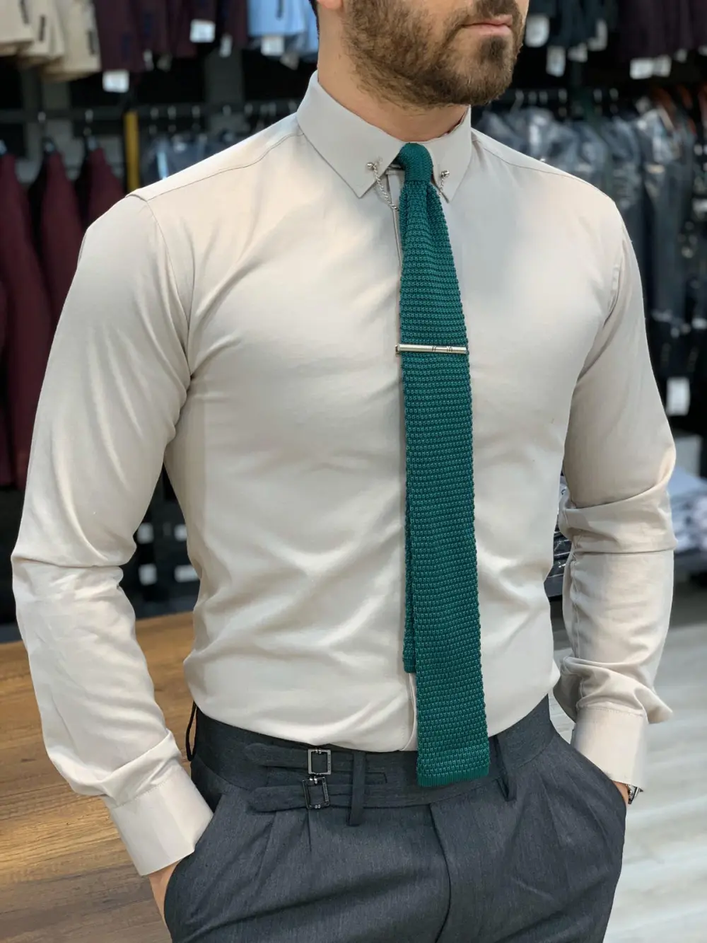 Classic Structured Slim Fit Cotton Casual Shirt