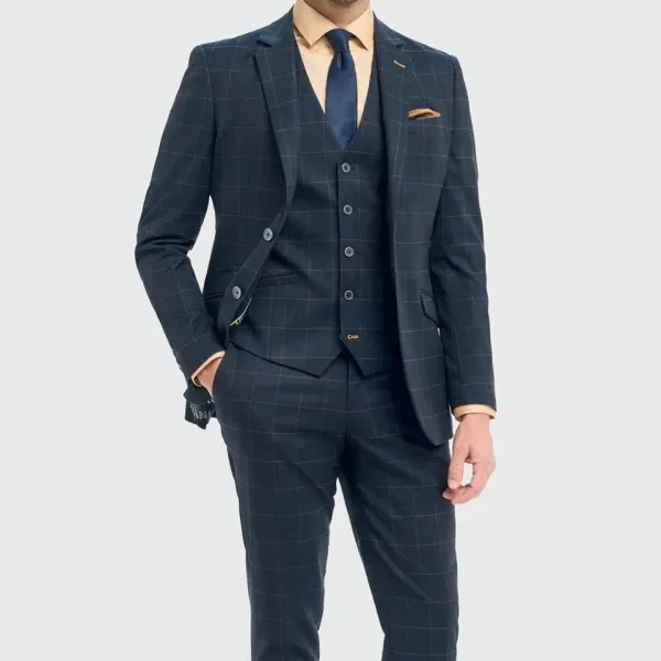 Men S Navy Check Tailored