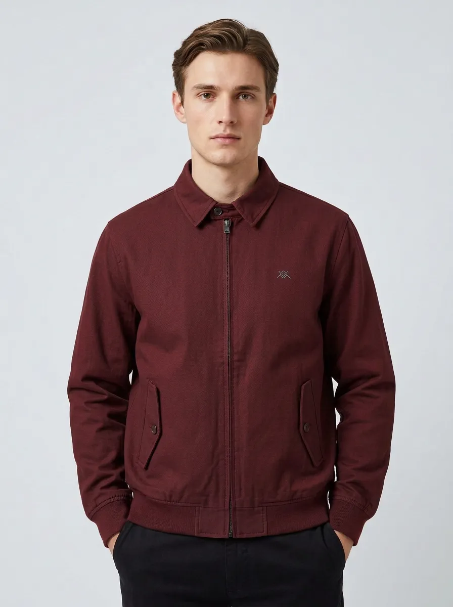 Men's Minimalist Geometric Embroidered Zip-up Jacket