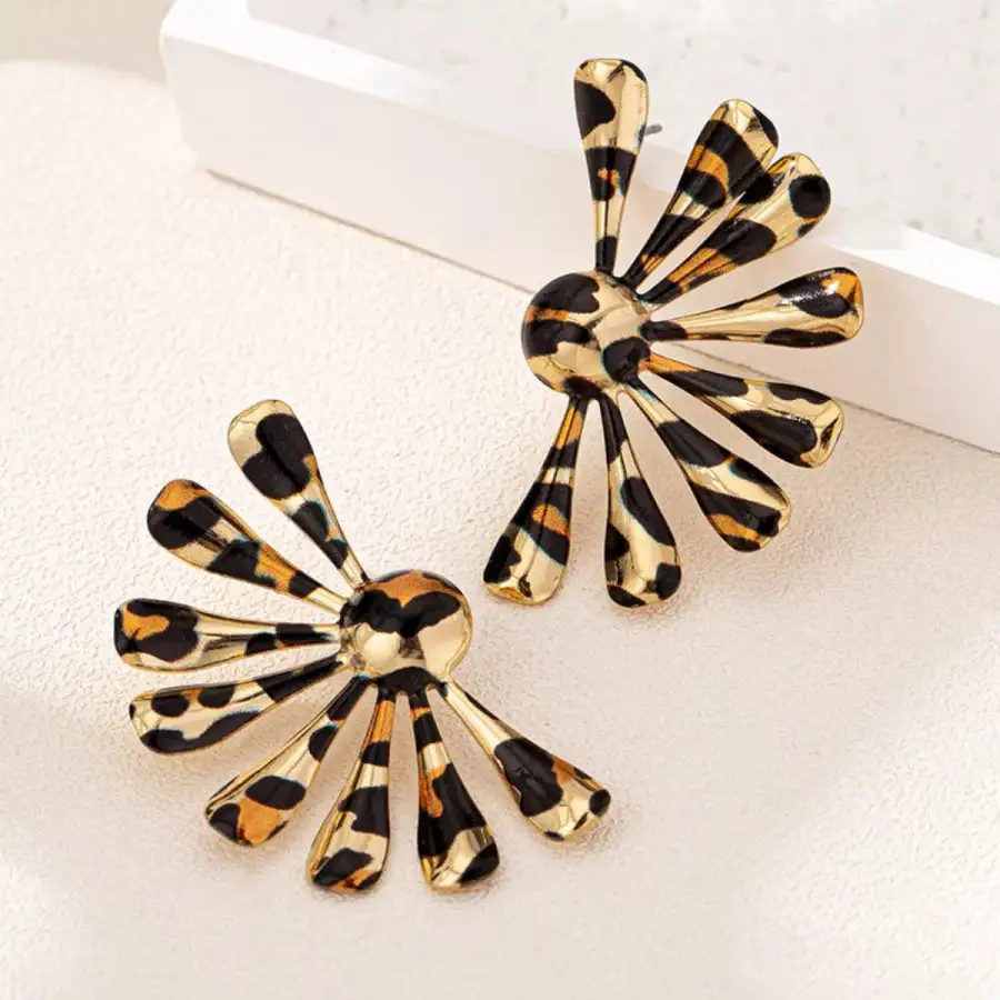 Leopard Print Fan Shaped Earrings