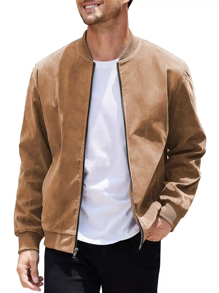 Vintage Suede Bomber Jacket