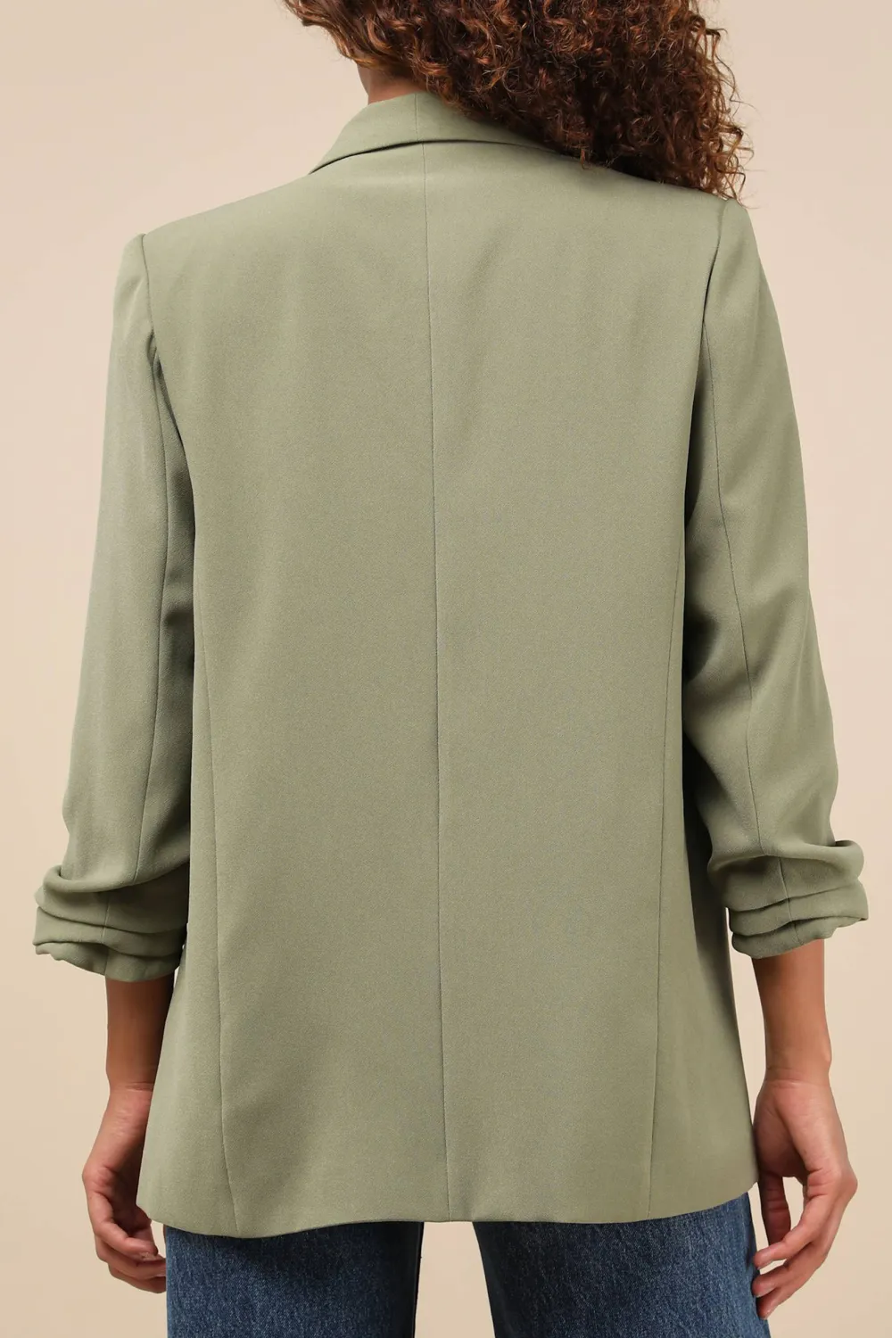 Casual Style Three-Quarter Sleeve Ruched Blazer