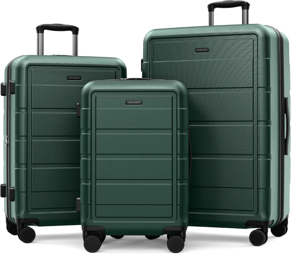 SHOWKOO G-Series Luggage set 3pcs, 100% PC Durable Hardshell Suitcase