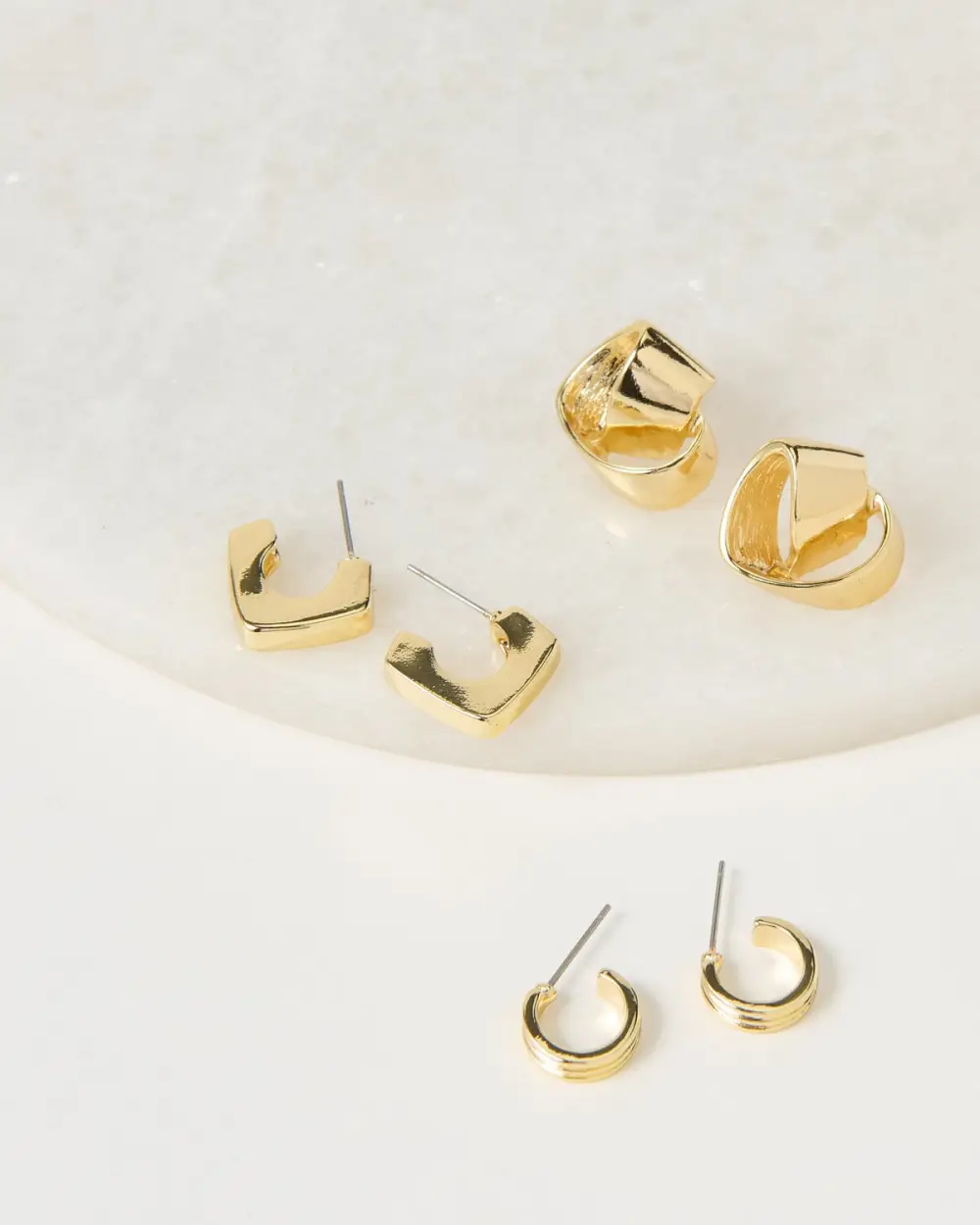 Creative Minimalist Geometric Design Gold Three-Piece Earrings