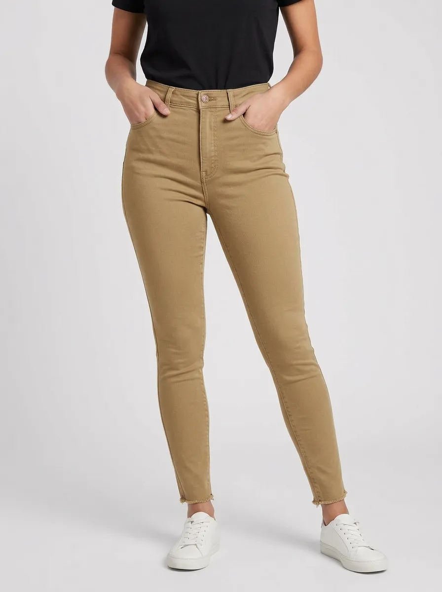 Women's Casual Blue Denim Raw Hem Slim Jeans