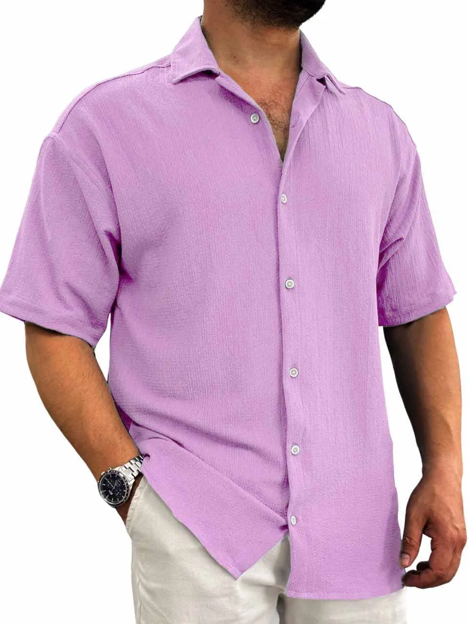 Layered Short Sleeve Button Front Shirt