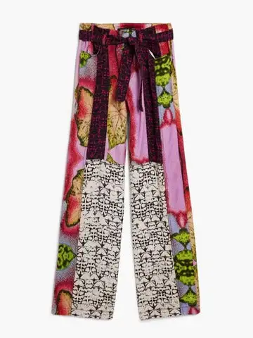 Patchwork Straight-Leg Lightweight Pants