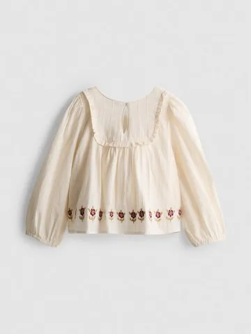 1-12yrs | The Edit Pure Cotton Floral Embroidered Blouse