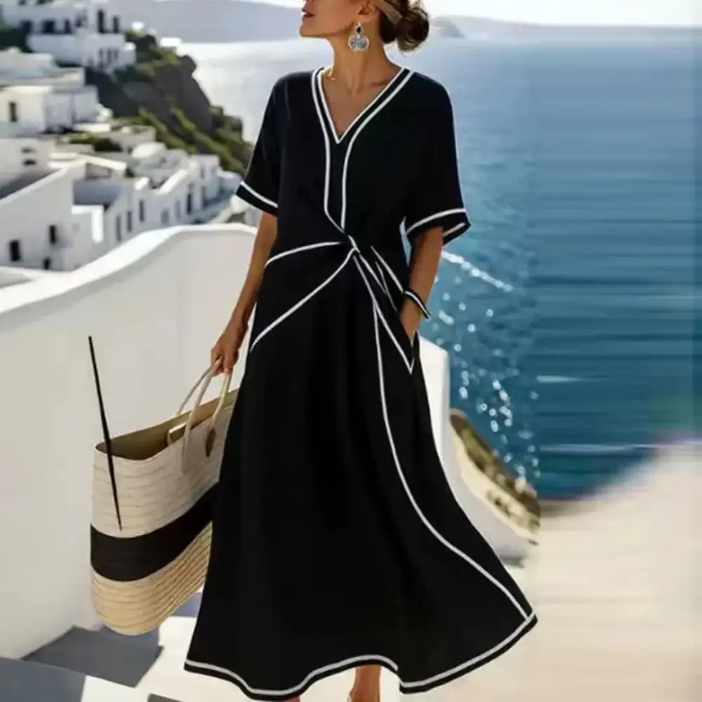  Flowy Wrap Midi Dress