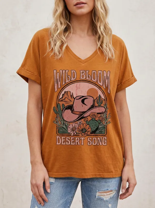 Cowboy-Hat Cactus Women's V-Neck T-Shirt