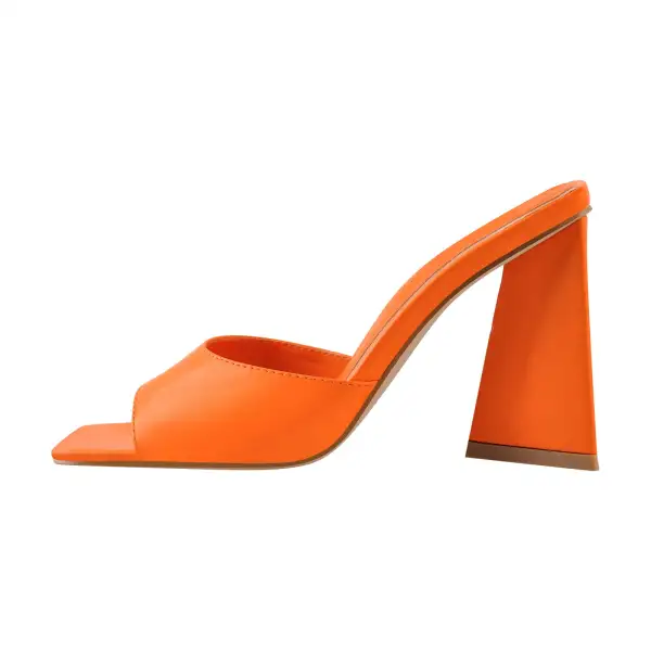 Square Toe Chunky Heel Mule Sandals