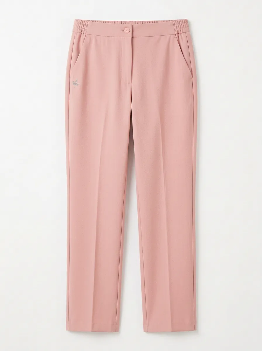 Women's Modern Weekend Leaf Logo Printed Mid Rise Straight Leg Pants