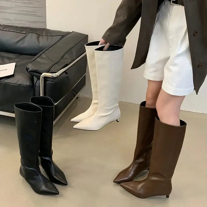 Pointed-Toe Knee-High Boots