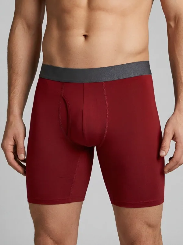 Men's Navy Blue Boxer Briefs with Contrast Waistband Boxer Briefs