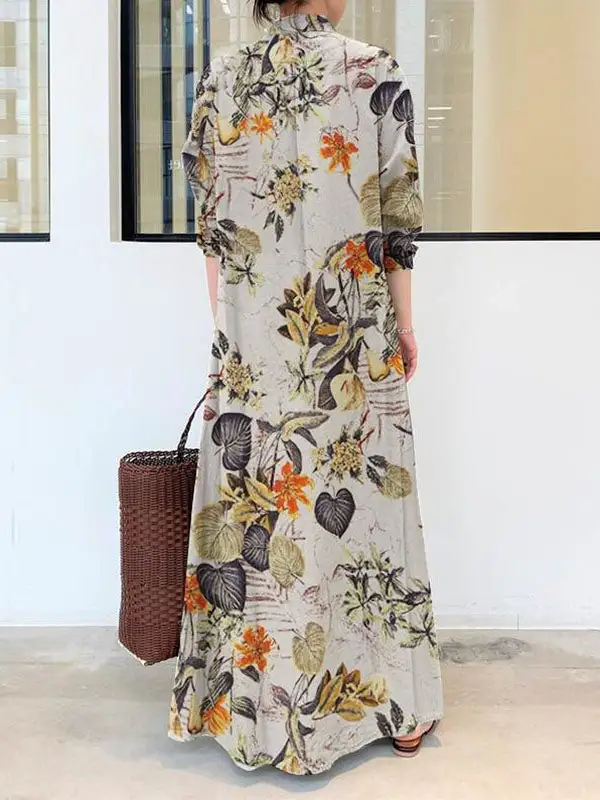 Printed Shirt Maxi Dress