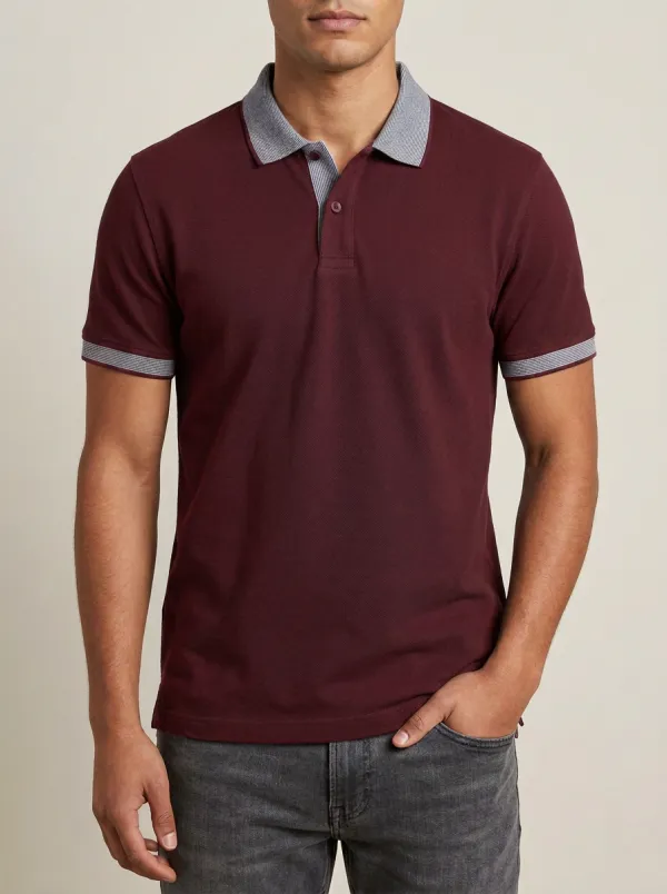 Men's Modern Smart Casual Contrast Collar Polo Shirt