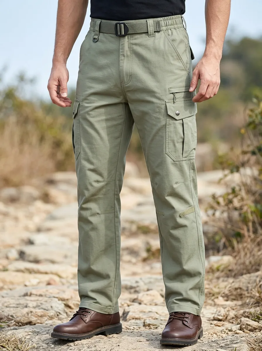 Men's Olive Green Utility Cargo Trousers