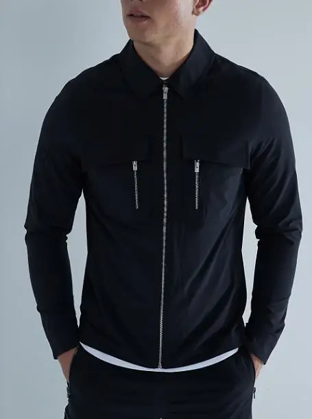 Black Stylish Zippered Lapel Men's Jacket