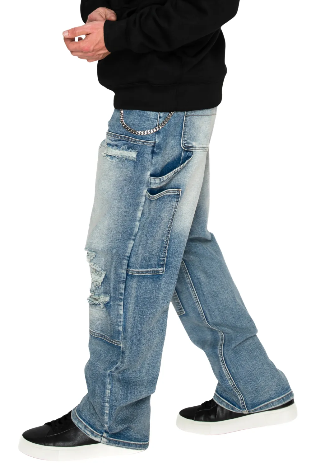 Men's Baggy Fit Distressed Carpenter Denim Jeans