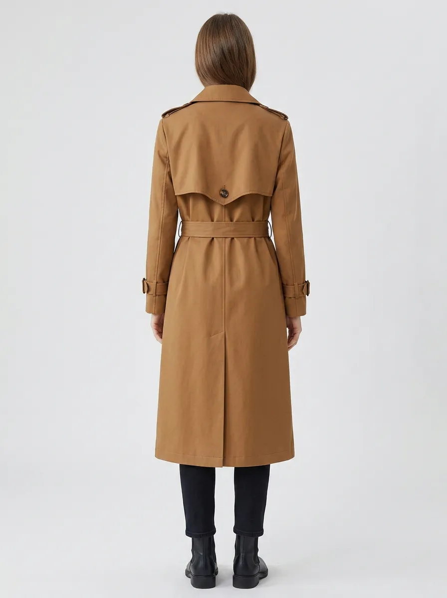 Women's Tailored Double-Breasted Classic Long Trench Coat
