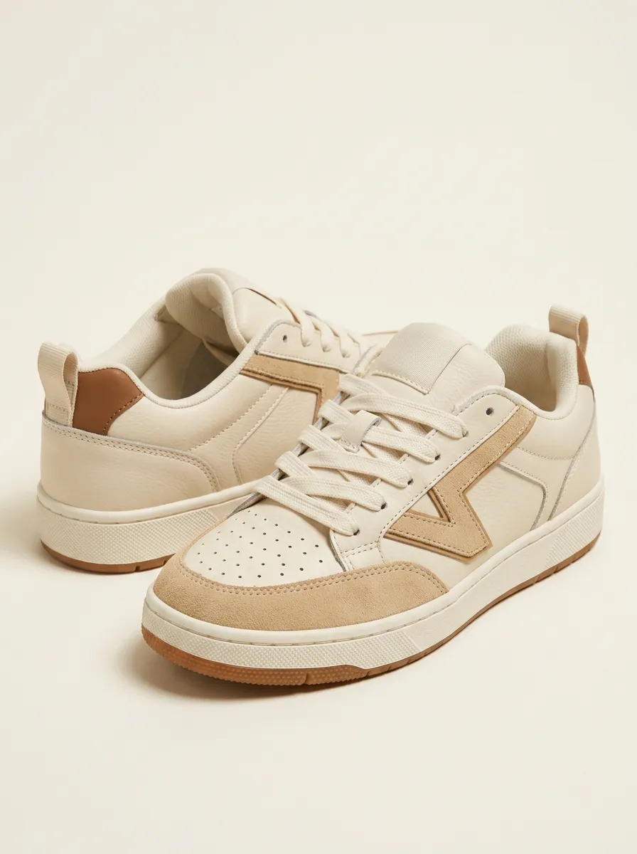 Women's Street Look Casual Minimalist Suede Patchwork Printed Sneakers