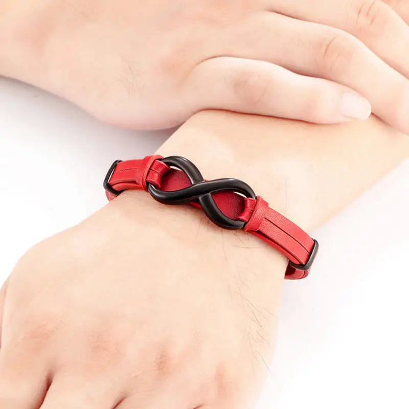 Infinitely Design Titanium Steel Leather Bracelet