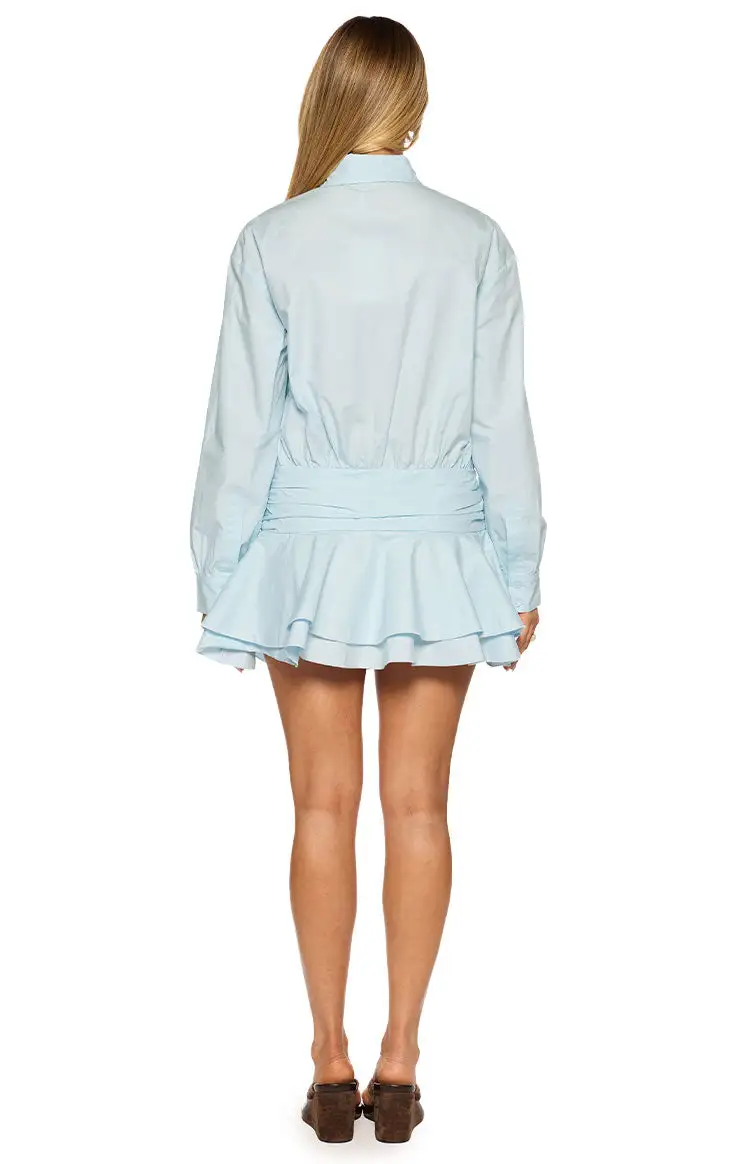 Long Sleeve Frills Light Mini Dress