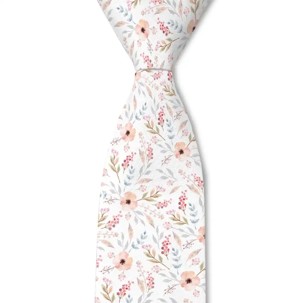 Distinctive Botanical Floral Pattern Necktie
