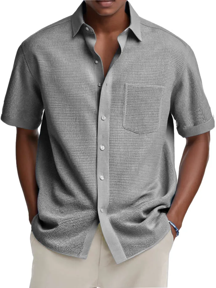 Everyday Textured Knit Pocket Shirt