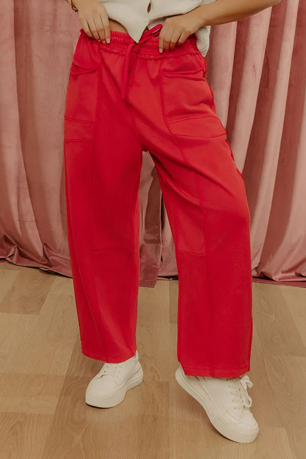 High Waist Relaxed Barrel Leg Baggy Drawstring Elastic Waist Pants