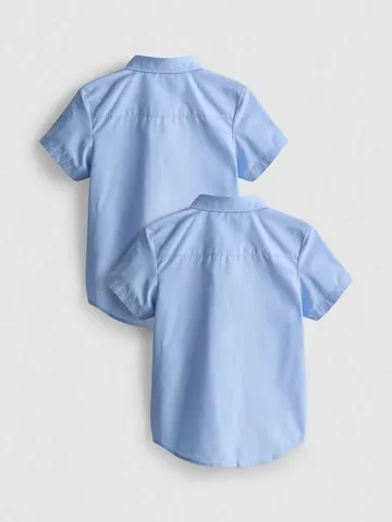 3-7yrs | 2pk Unisex Cotton Blend Short Sleeve School Shirts
