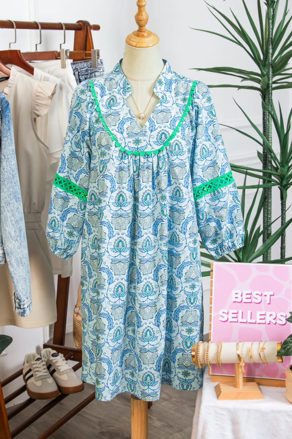 Blue Paisley Patchwork Mini Dress