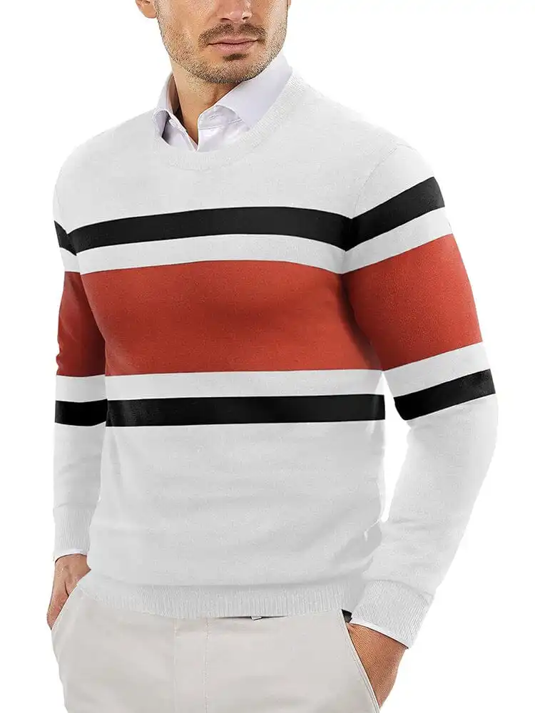 Trendy Crew Neck Pullover Knitted Sweater Jeans