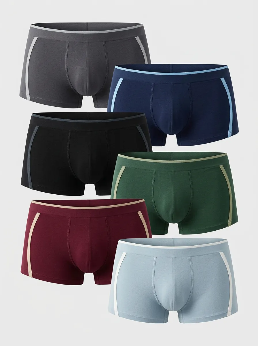 Men's Six-Pair Accent-Stripe Boxer Brief Set