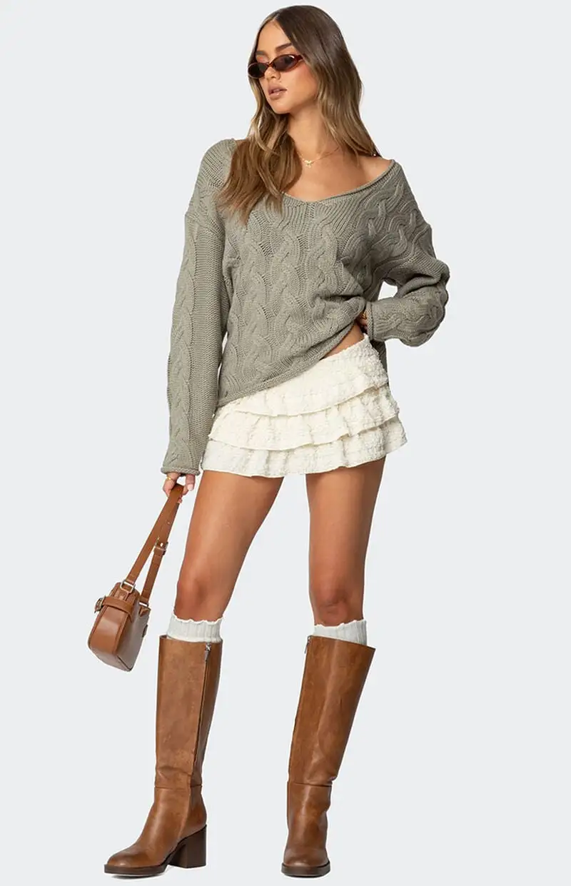 Edikted Inga Oversized Cable Knit Sweater