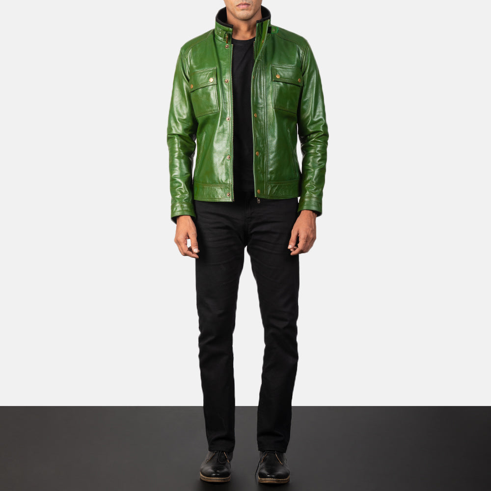 Men's Refined Biker Leather Distressed Jacket