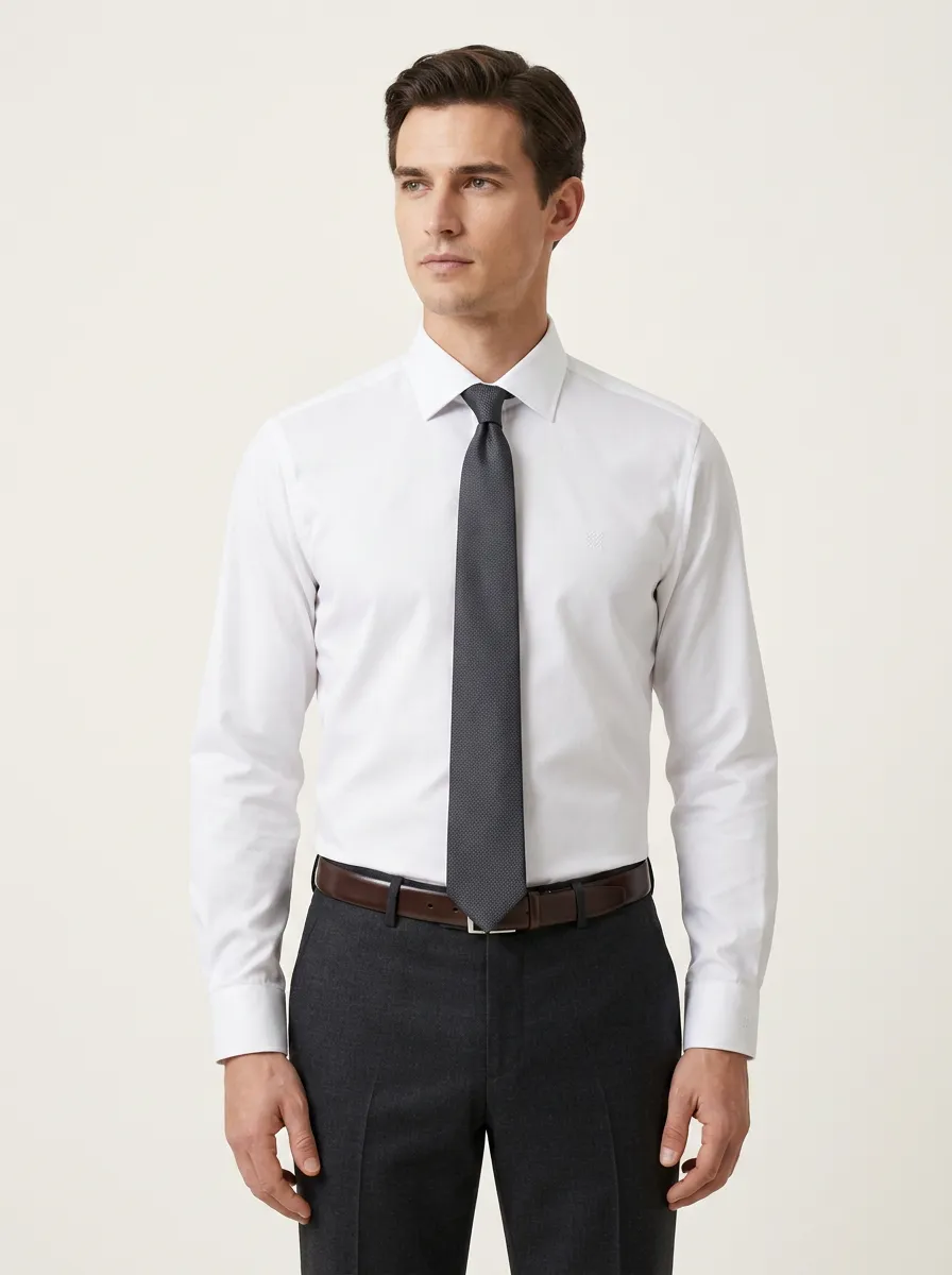 Men's Business Formal Non-Iron Cotton Long Sleeve Shirt