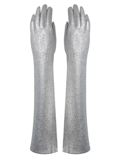 Glitter Finish Long Gloves