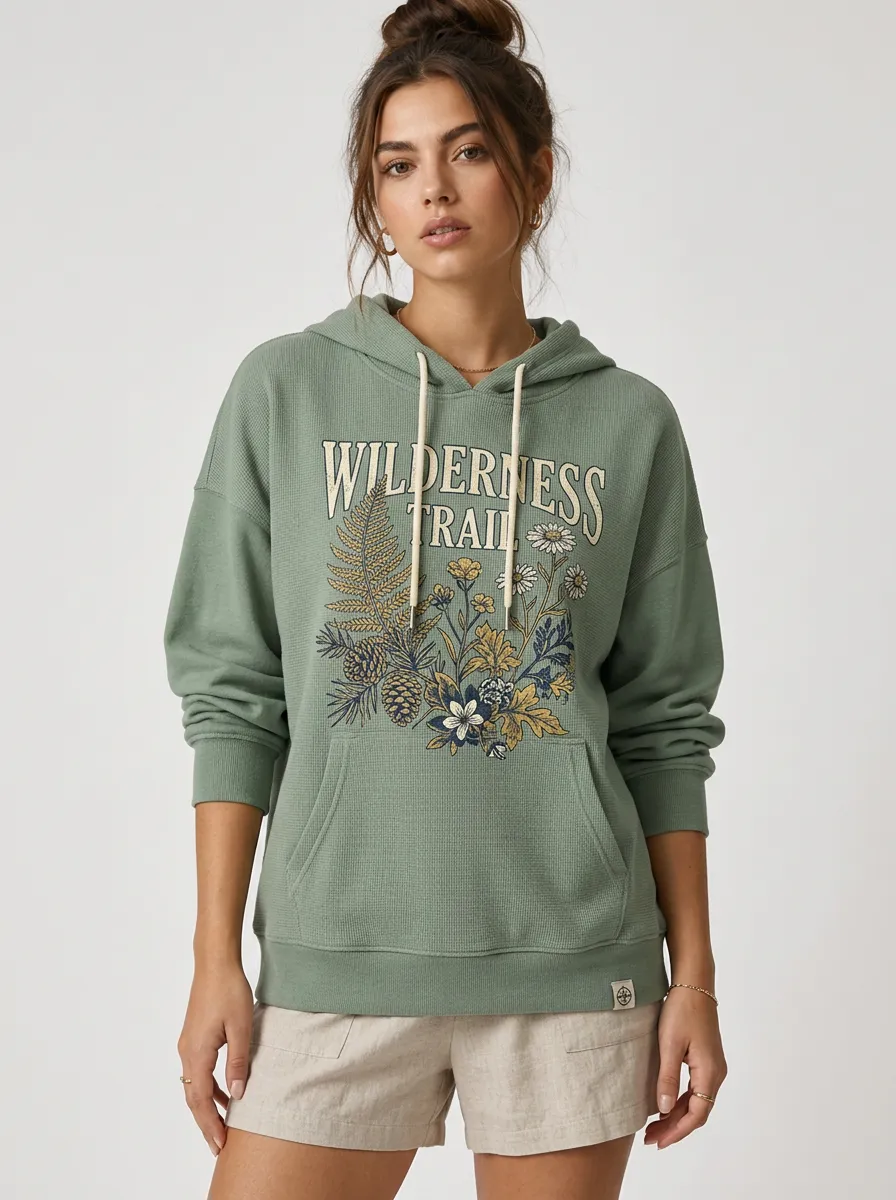 Women's Nature Lover Wilderness Trail Floral Printed Hoodie