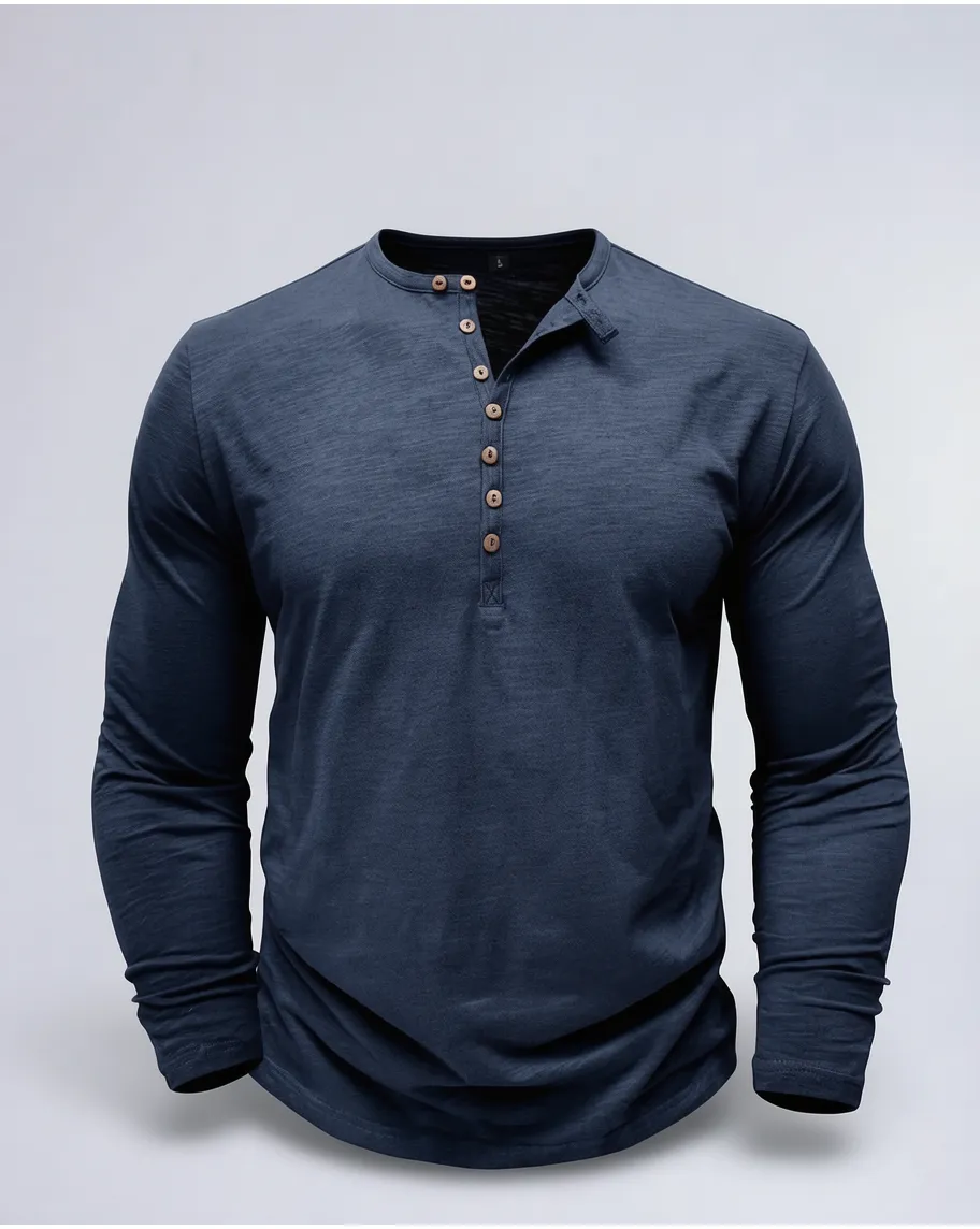 Classic Long Sleeve Henley Shirt