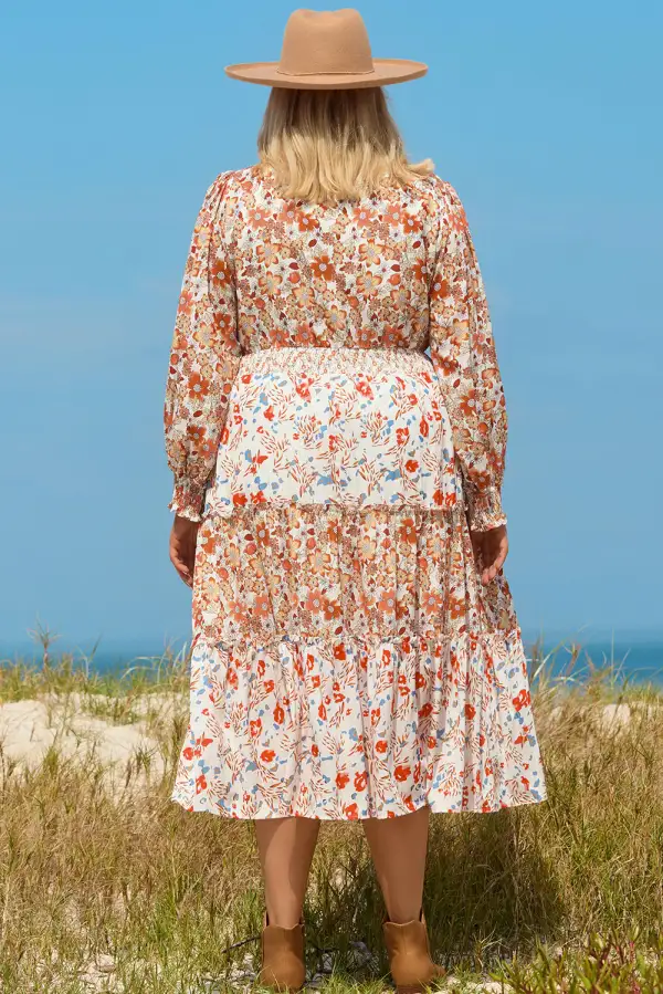 Plus Fit Floral Tiered Ruffle Maxi Dress