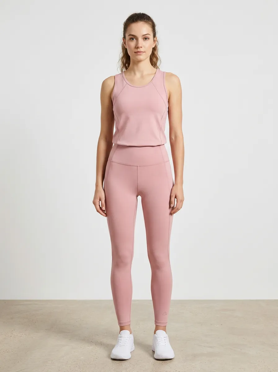 Women's Fitness Yoga Dusty Pink Solid Printed Sportswear Set