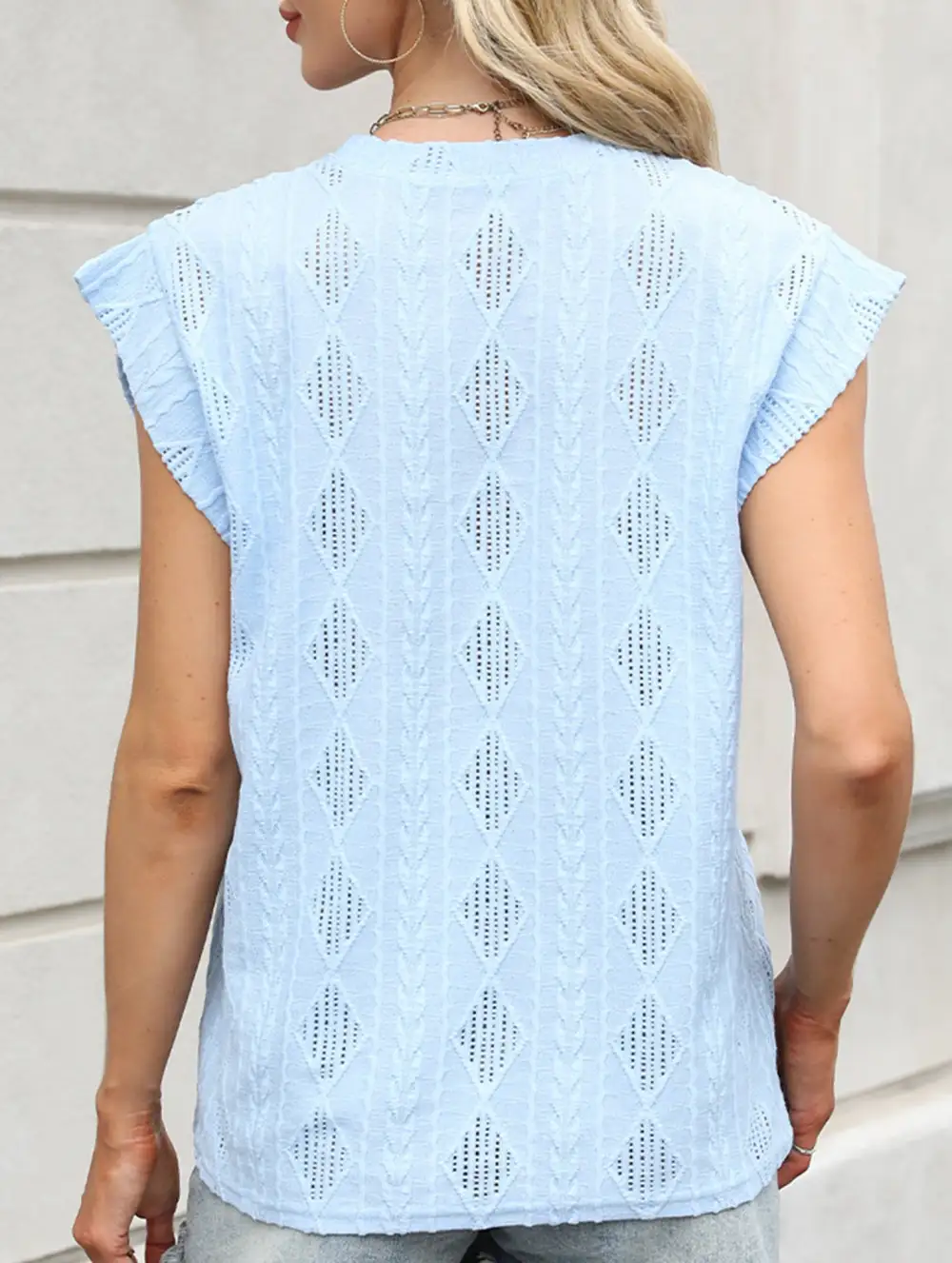 Jacquard Crew Neck Loose Tee