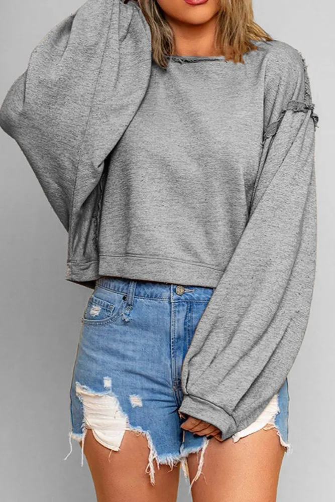 Lantern Sleeves Stitching Pullover