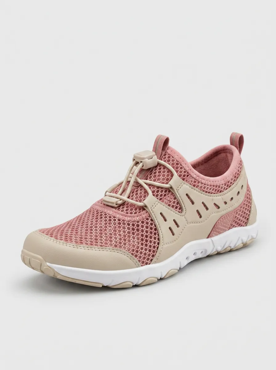 Women's Mesh Toggle Lace-Up Casual Sport Mesh Athletic Sneakers