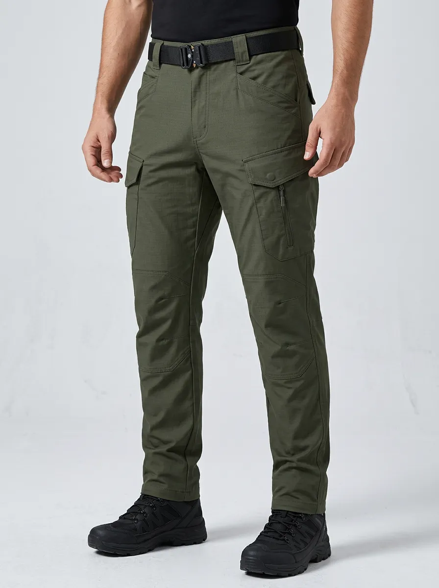 Men's Outdoor Military Olive Green Multi-Pocket Tactical Pants