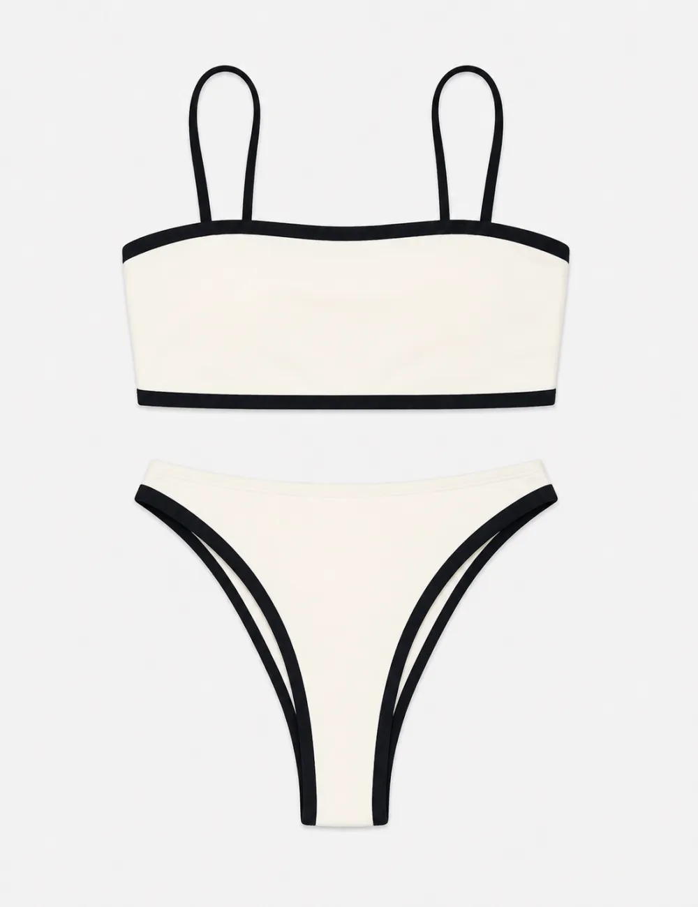 Simple Contrast Trim Balconette Bikini Set