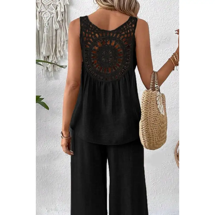 Relaxed Round Neck Tank and Wide Leg Pants Set